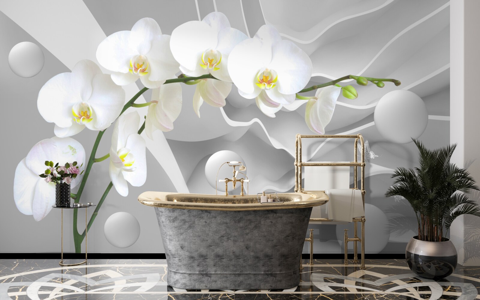 Fototapet floare de orhidee albă pe o ramură