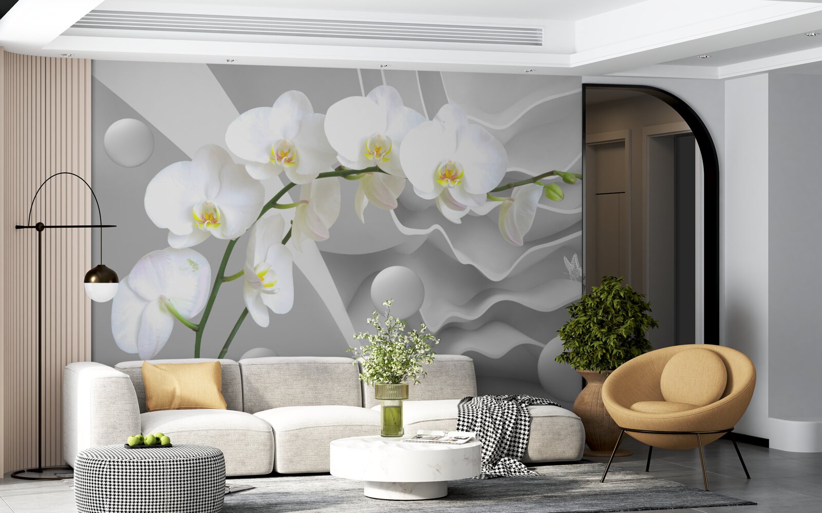 Fototapet floare de orhidee albă pe o ramură