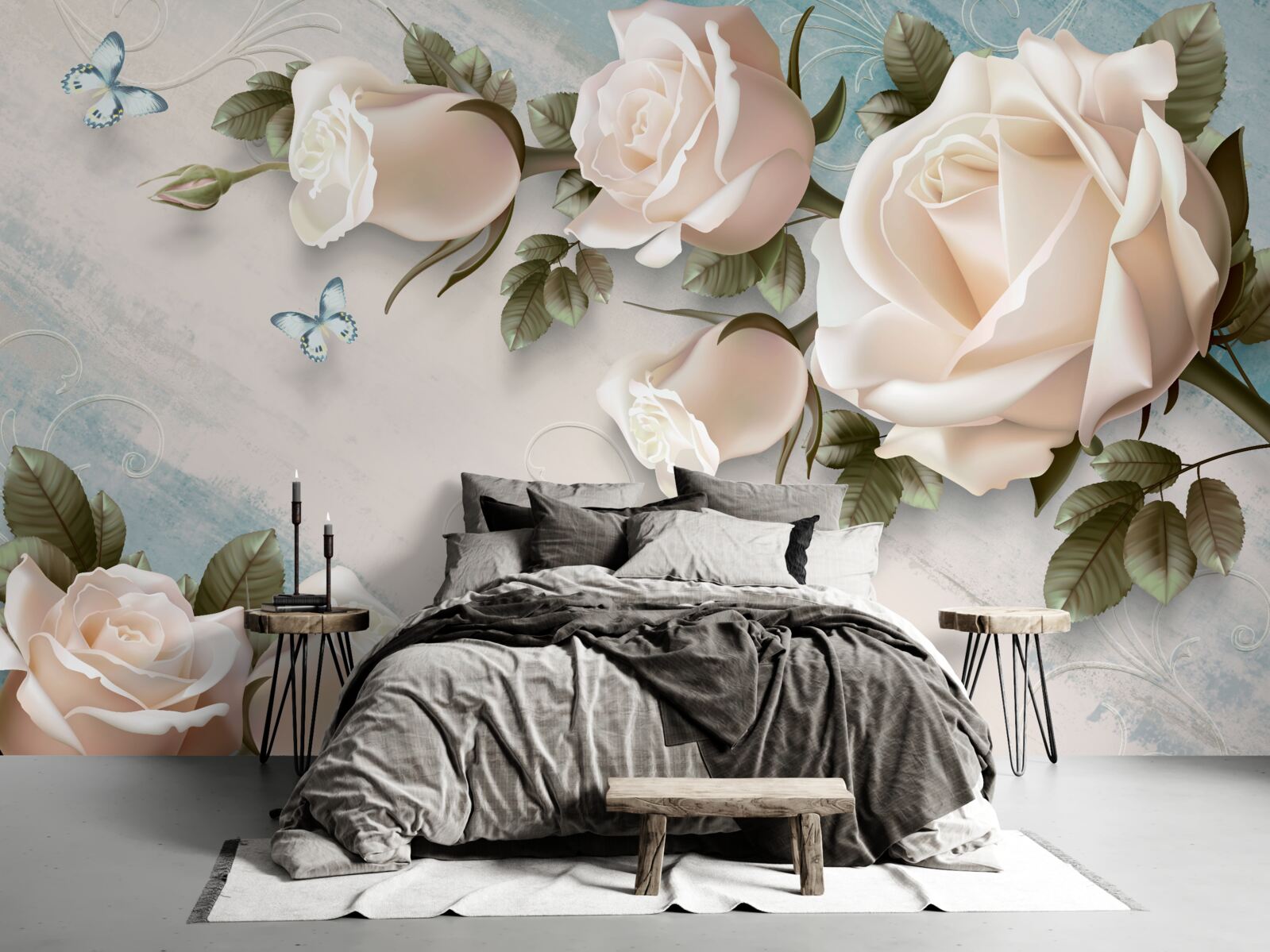 Fototapet trandafiri crem moale