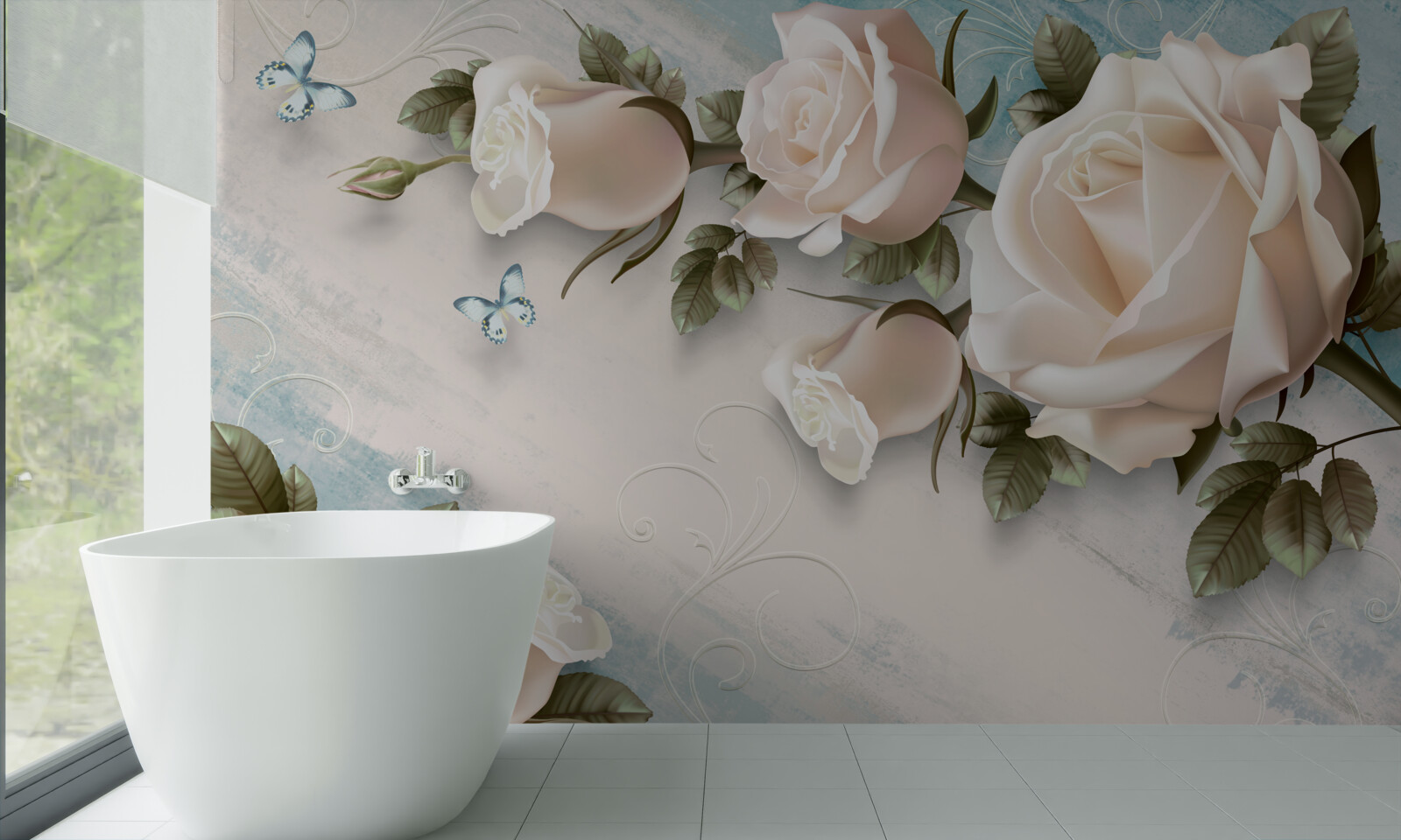 Fototapet trandafiri crem moale