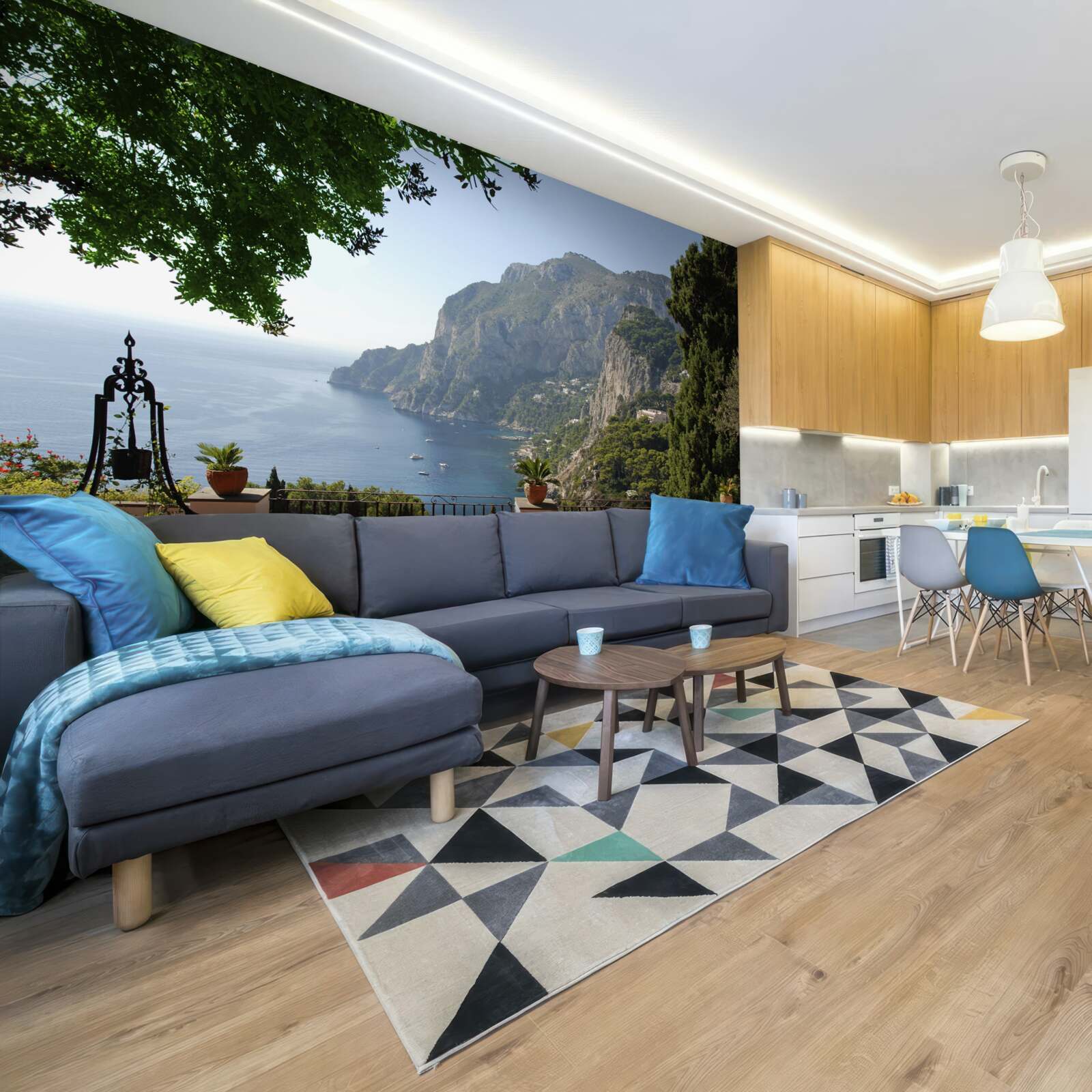 Fototapet panoramă de munți și ocean