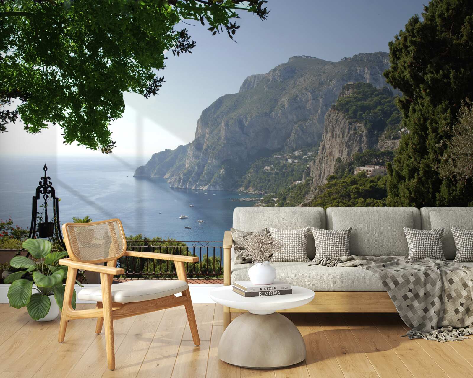 Fototapet panoramă de munți și ocean