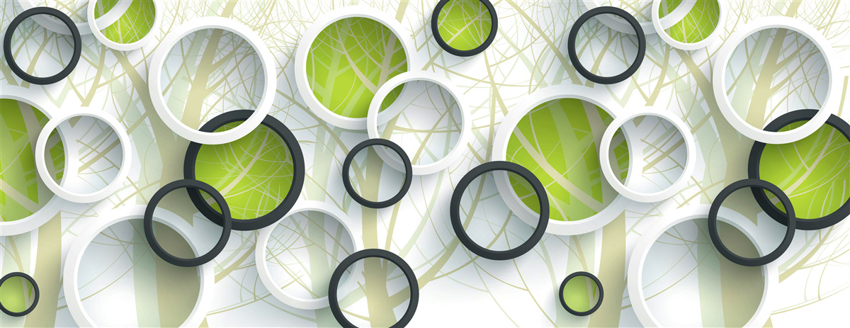 Fototapet cercuri albe și verzi suprapuse