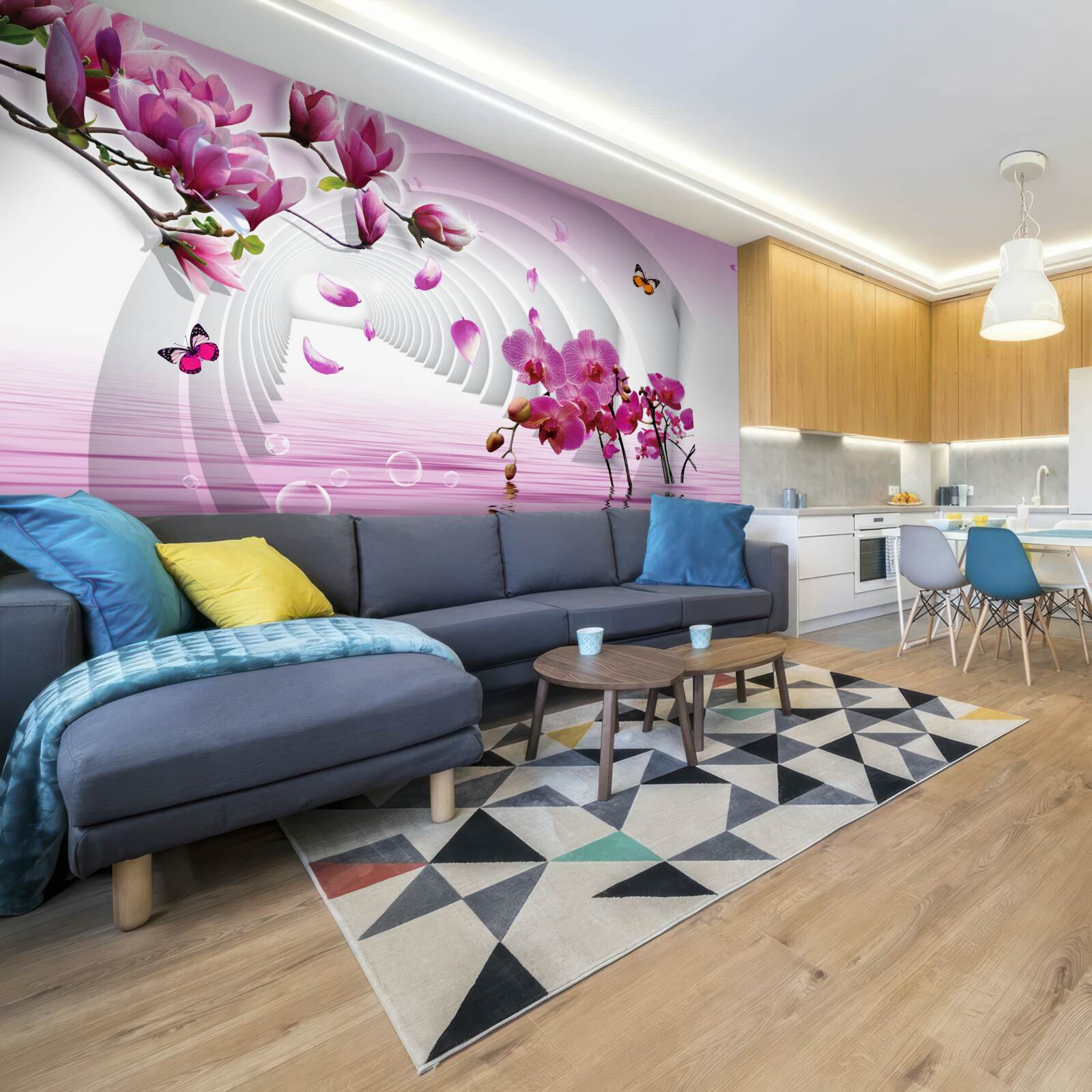 Fototapet colaj de flori delicate de magnolie mov