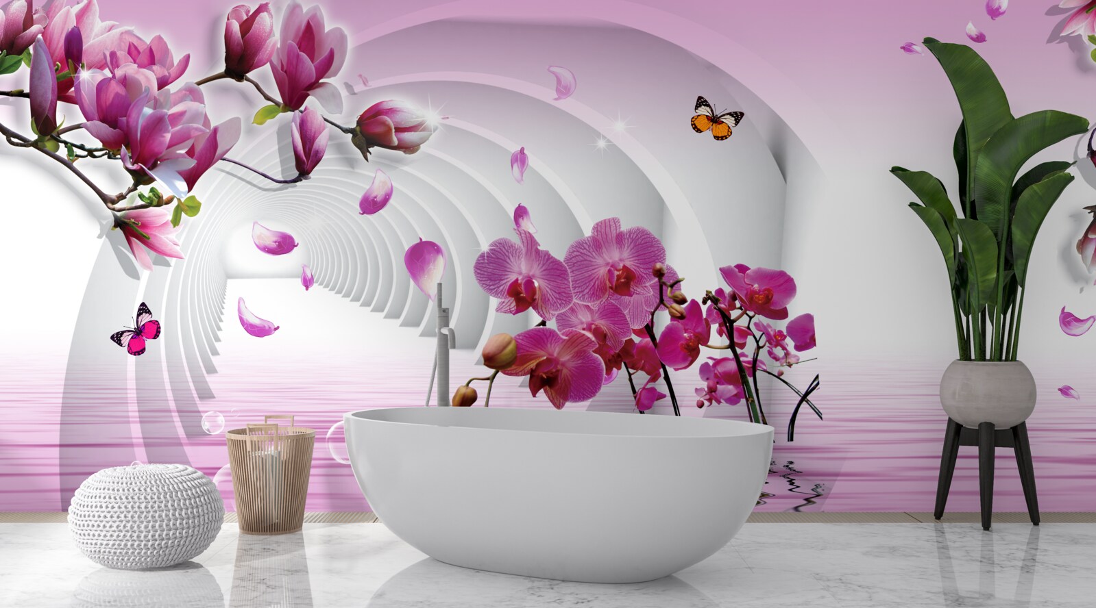 Fototapet colaj de flori delicate de magnolie mov