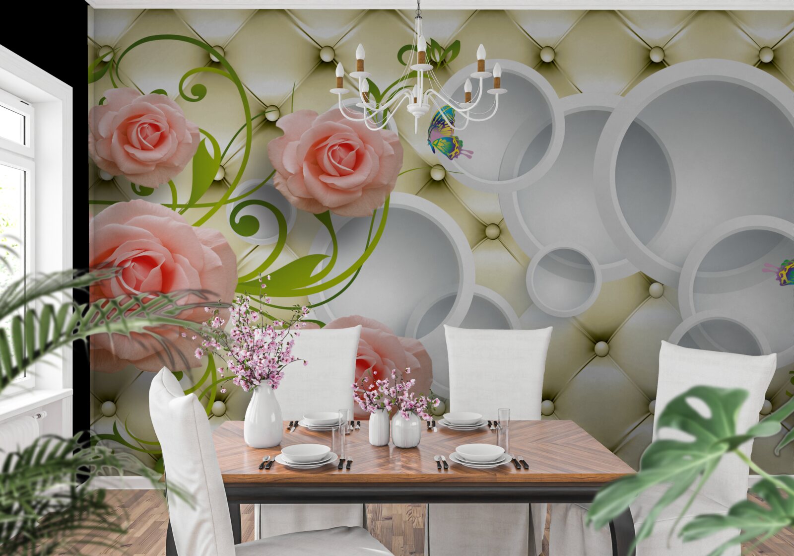 Fototapet mugurele de trandafir roz este frumos