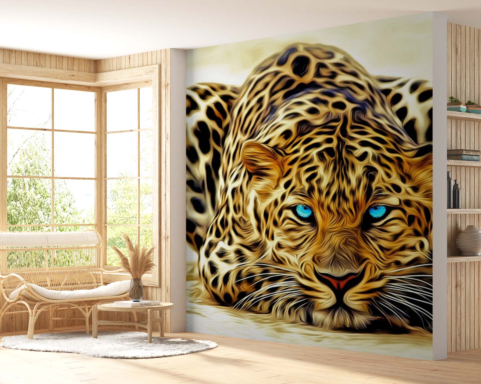 Fototapet cu ochi albaștri pantera se ascundea