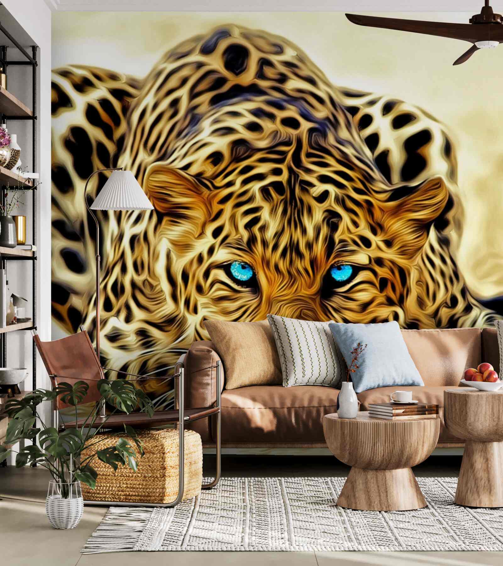 Fototapet cu ochi albaștri pantera se ascundea