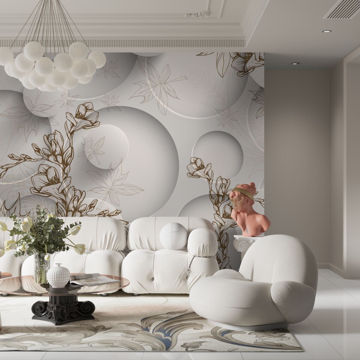 Fototapet magnoliile sunt albe și de formă rotundă