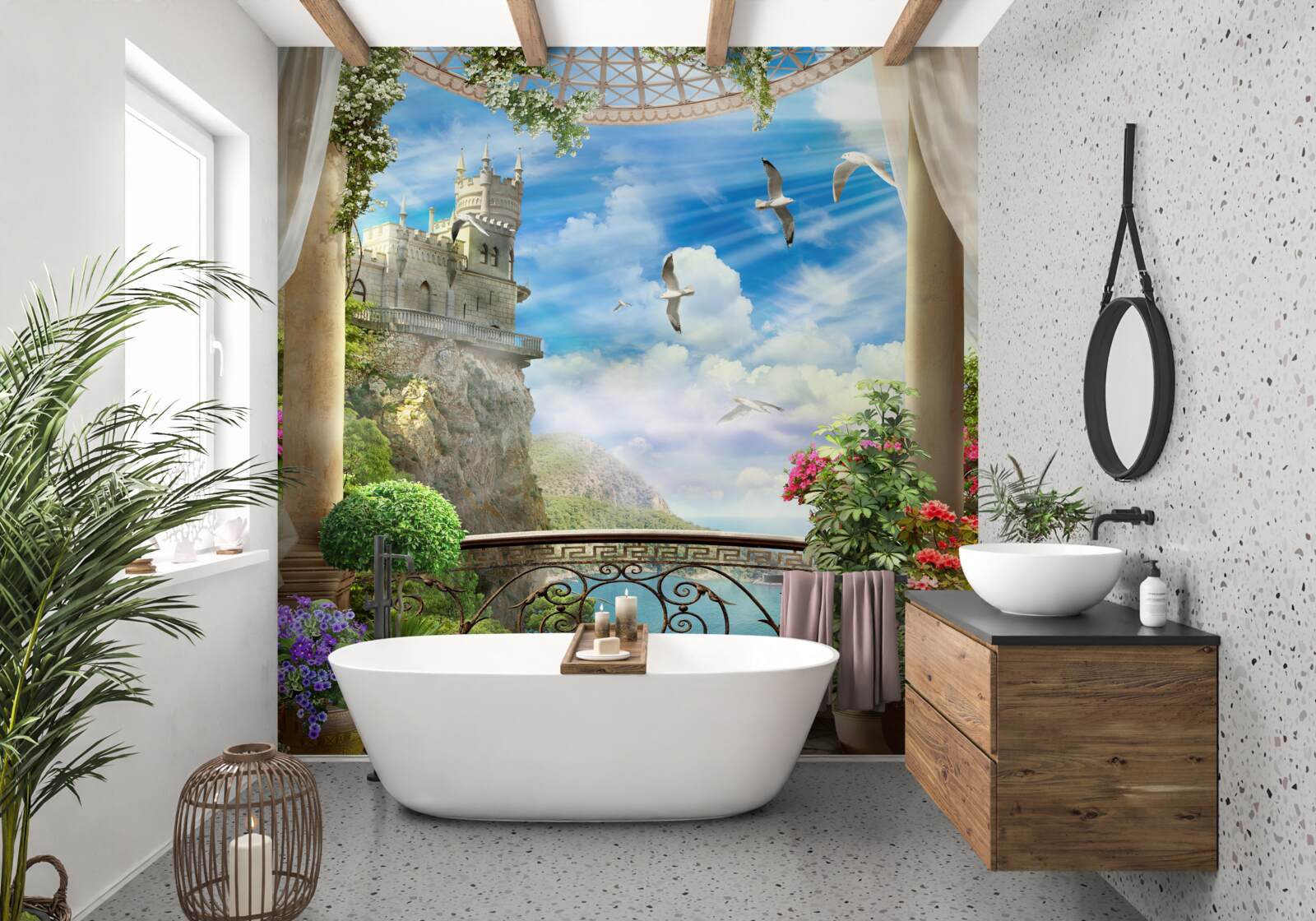 Fototapet terasă cu vedere la sanctuarul rândunicii