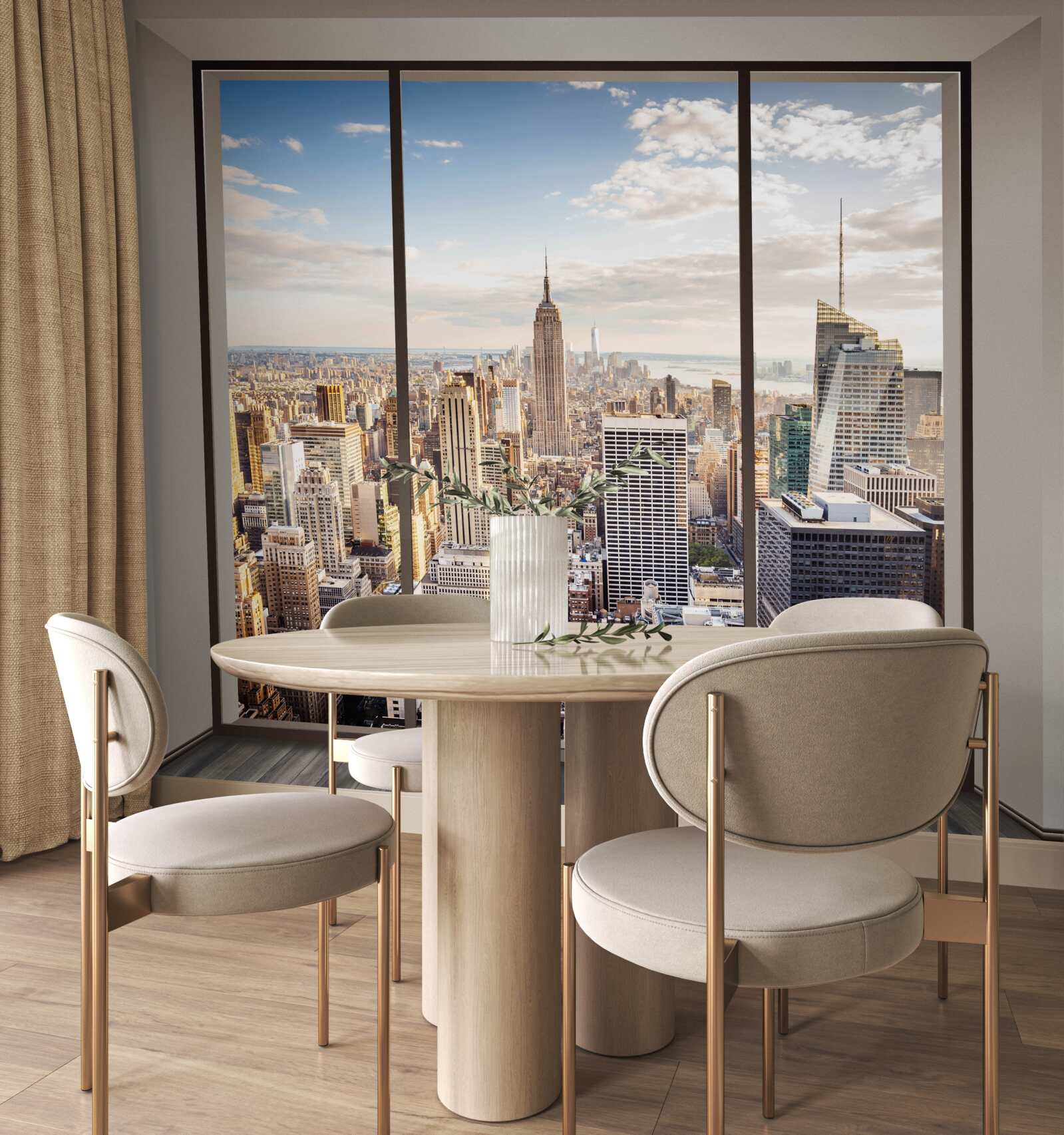 Fototapet vedere de la fereastra din new york dimineața