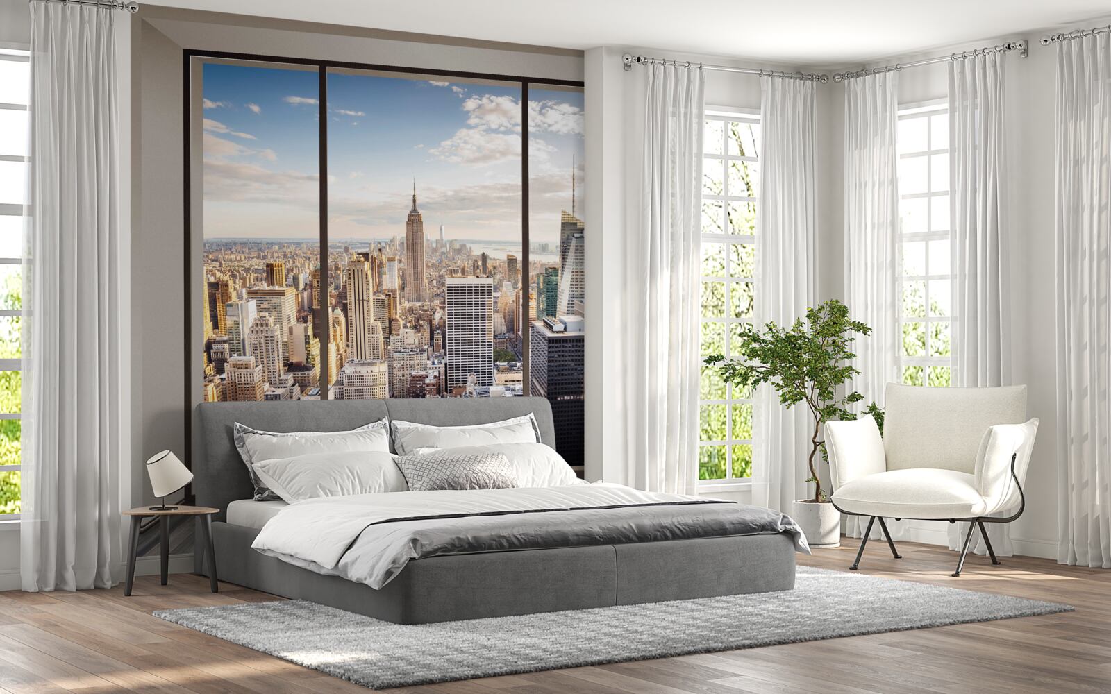 Fototapet vedere de la fereastra din new york dimineața