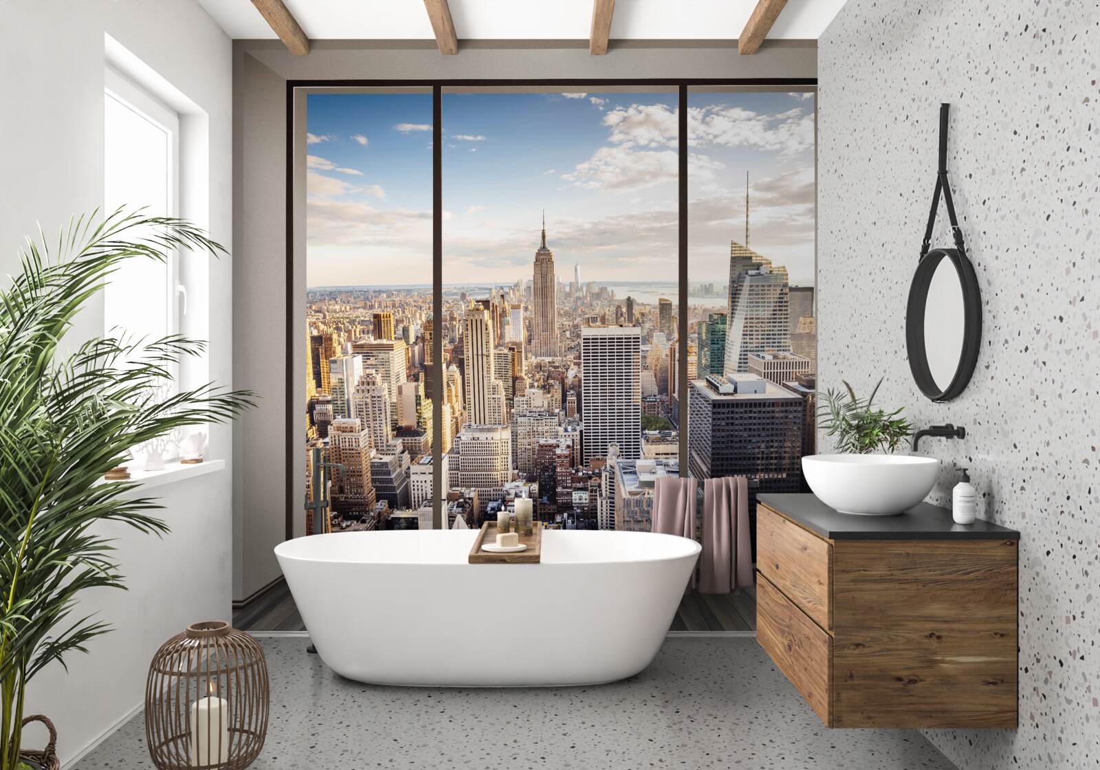 Fototapet vedere de la fereastra din new york dimineața