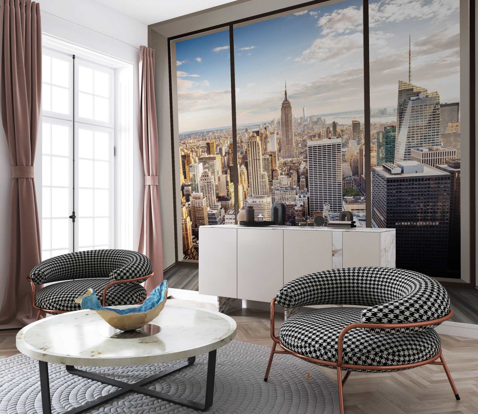 Fototapet vedere de la fereastra din new york dimineața