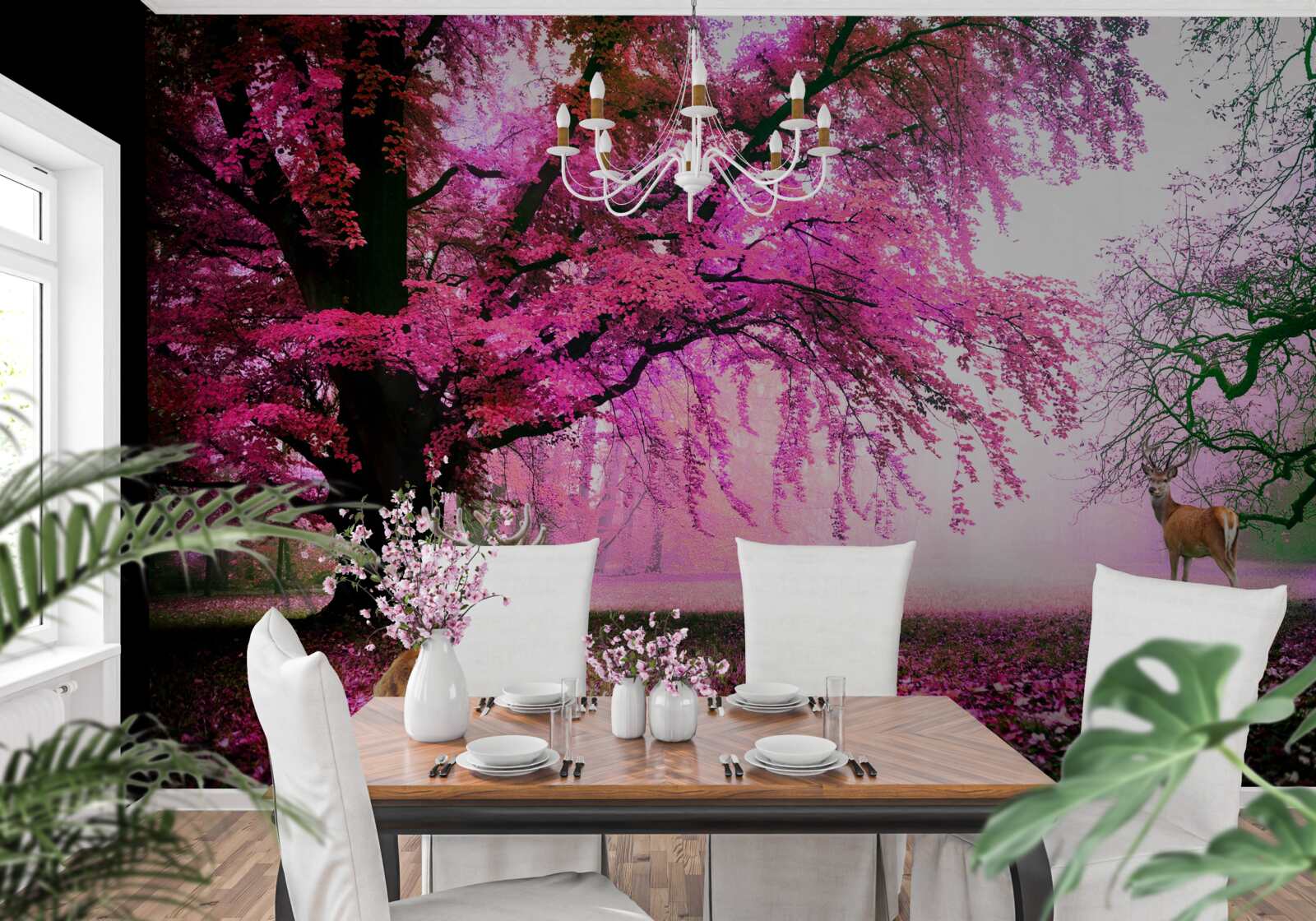 Fototapet sakura în roz zboară în jur