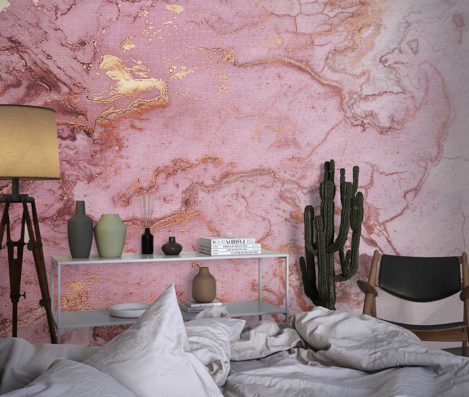 Fototapet model marmorat în nuanțe delicate de roz