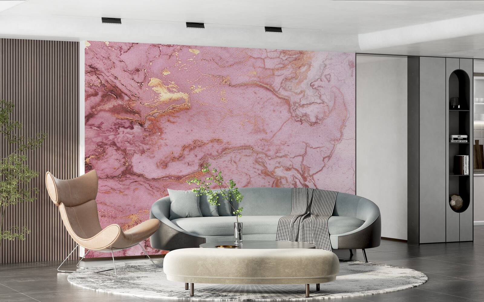 Fototapet model marmorat în nuanțe delicate de roz