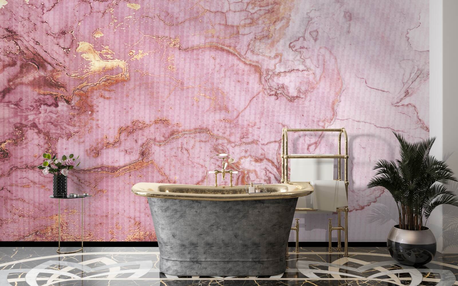 Fototapet model marmorat în nuanțe delicate de roz