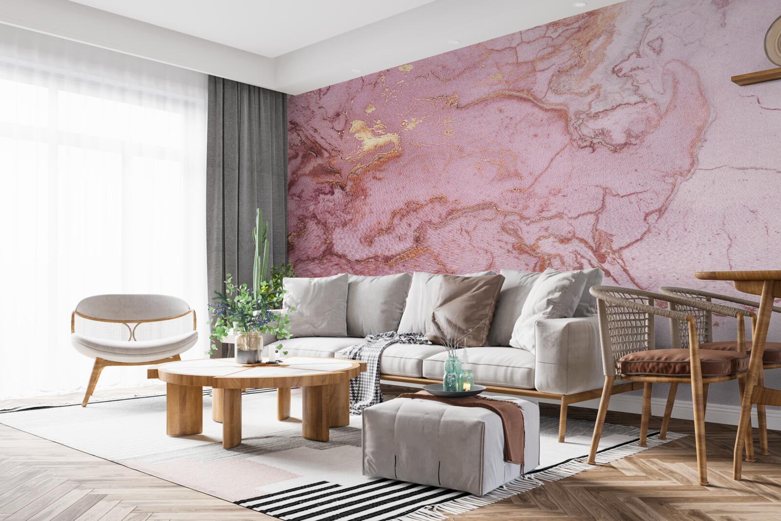 Fototapet model marmorat în nuanțe delicate de roz