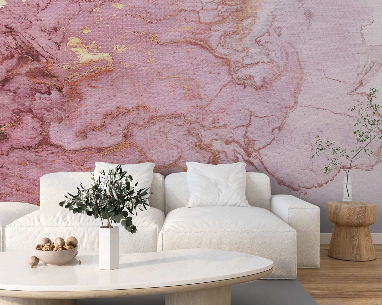 Fototapet model marmorat în nuanțe delicate de roz