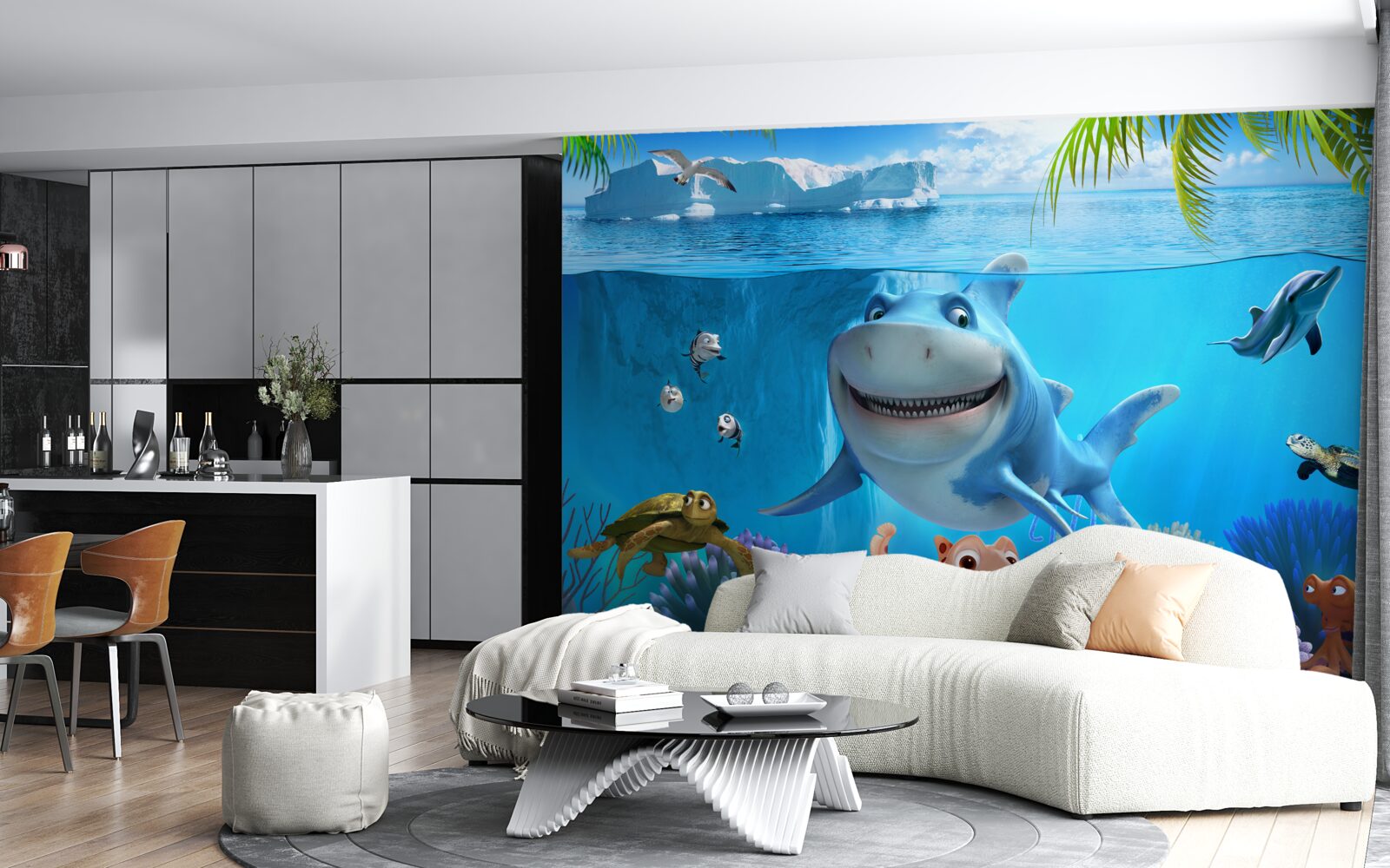 Fototapet locuitori animați ai lumii subacvatice