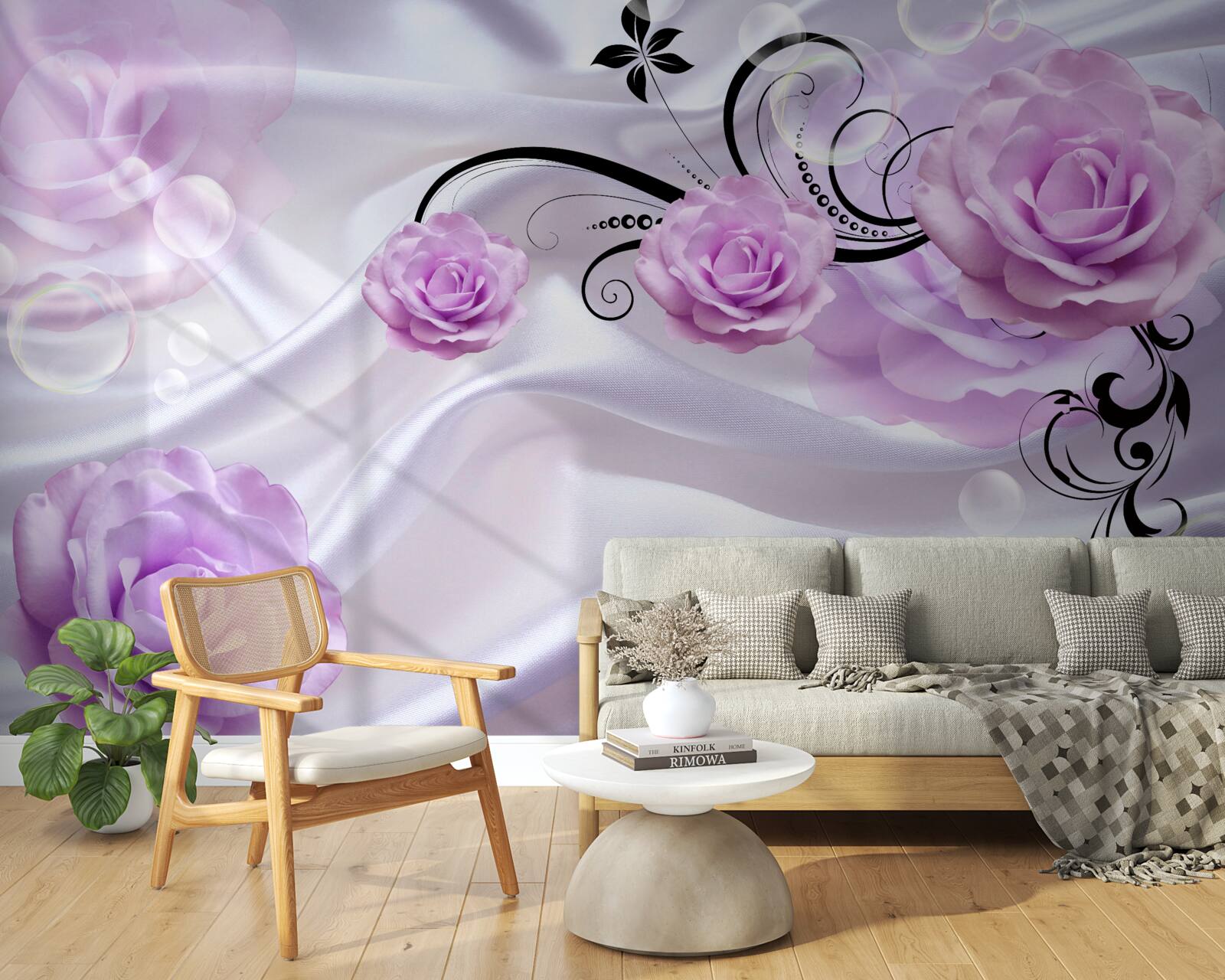 Fototapet trandafiri de liliac moale