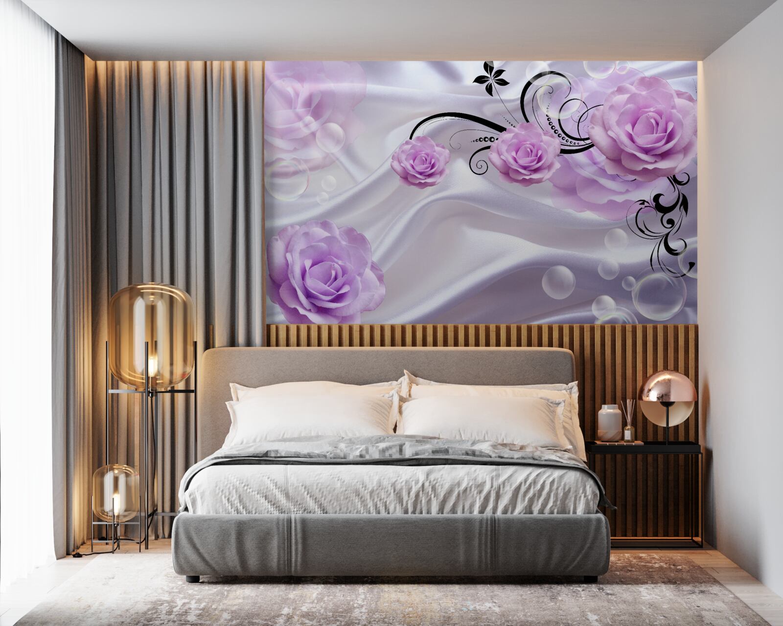 Fototapet trandafiri de liliac moale