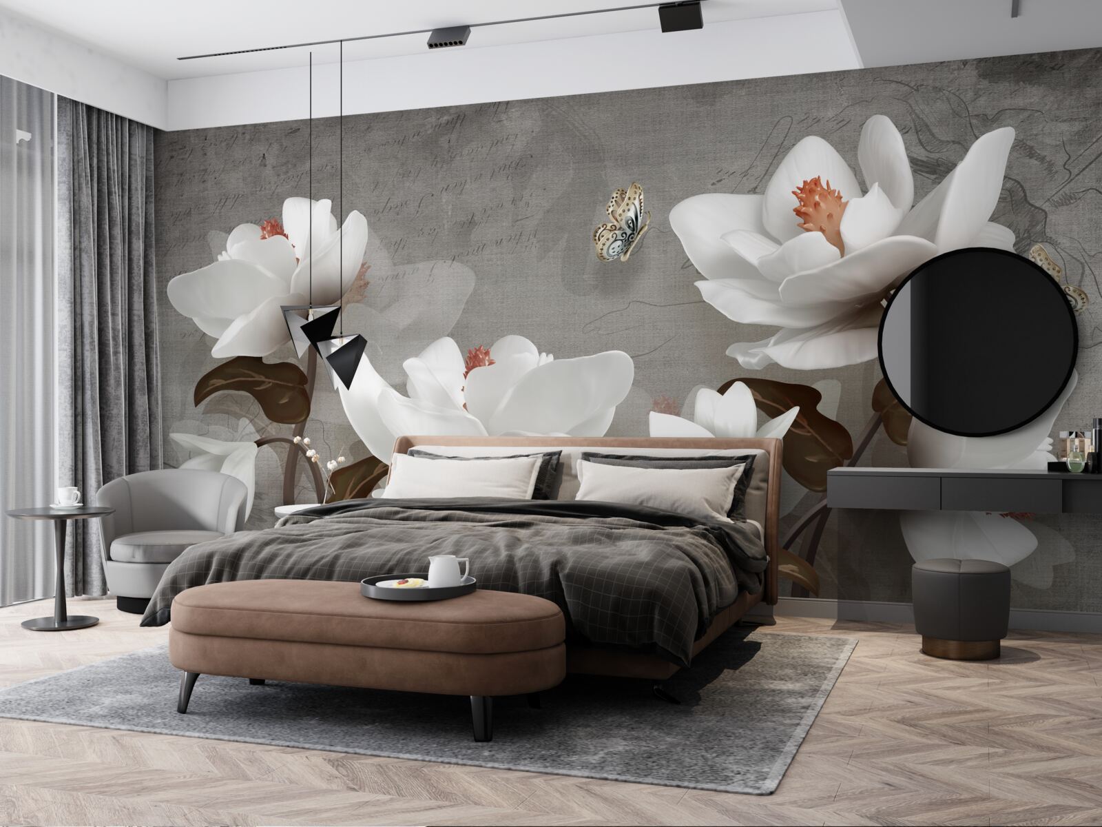 Fototapet Molie zburând deasupra mugurilor albi ca zăpada