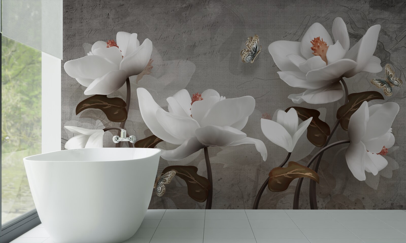 Fototapet Molie zburând deasupra mugurilor albi ca zăpada