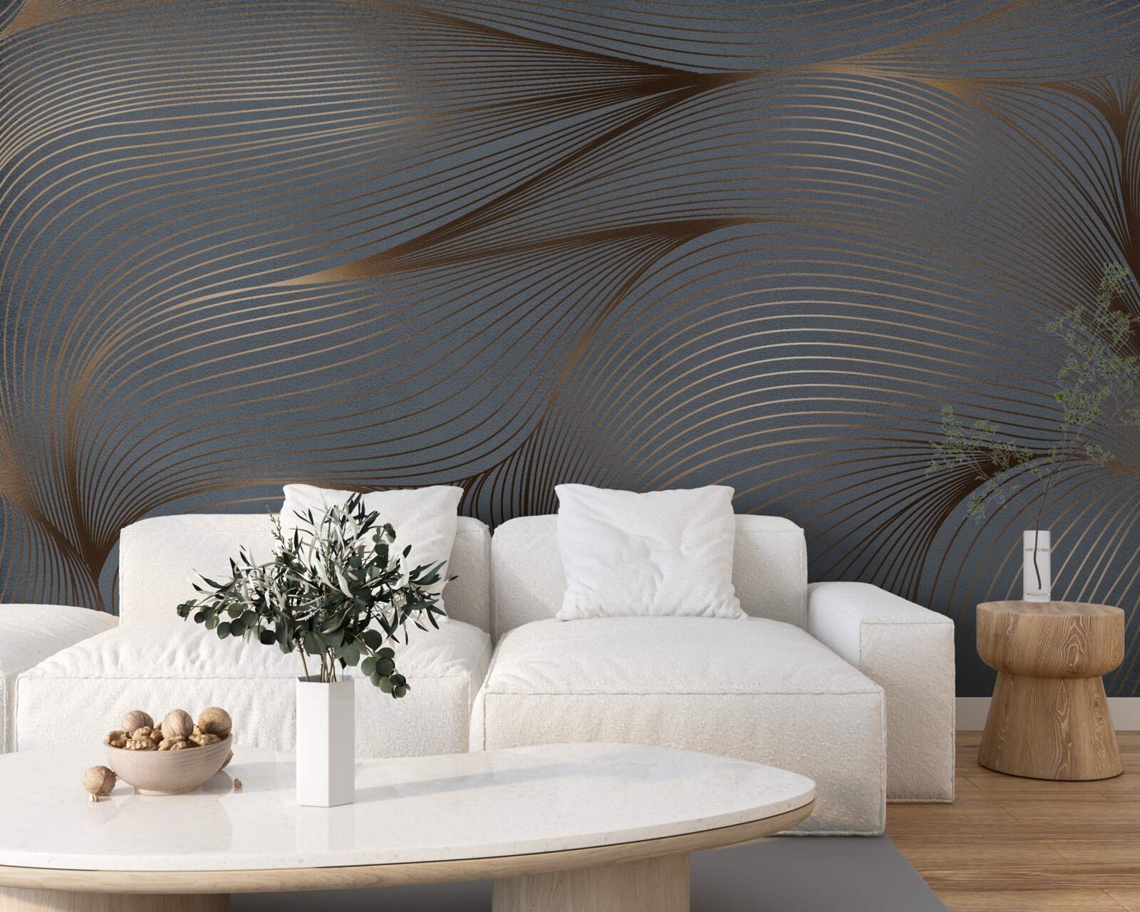 Fototapet linii abstracte cu finețe și margini aurii