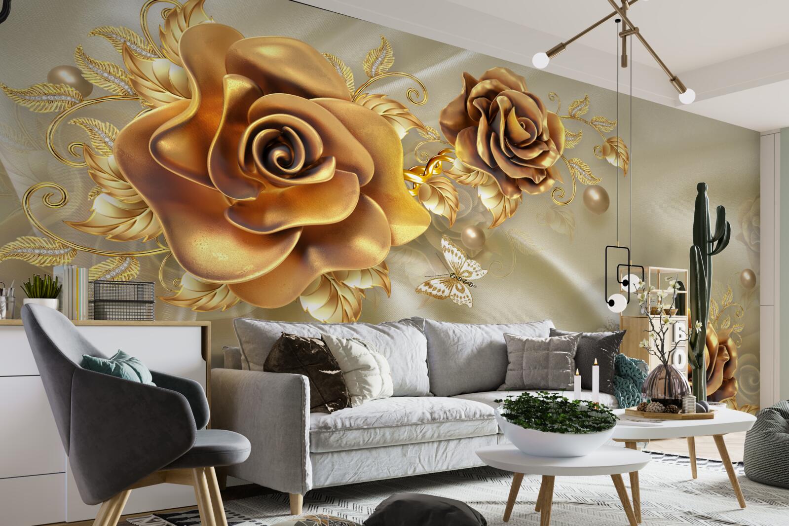 Fototapet trandafiri maro închis