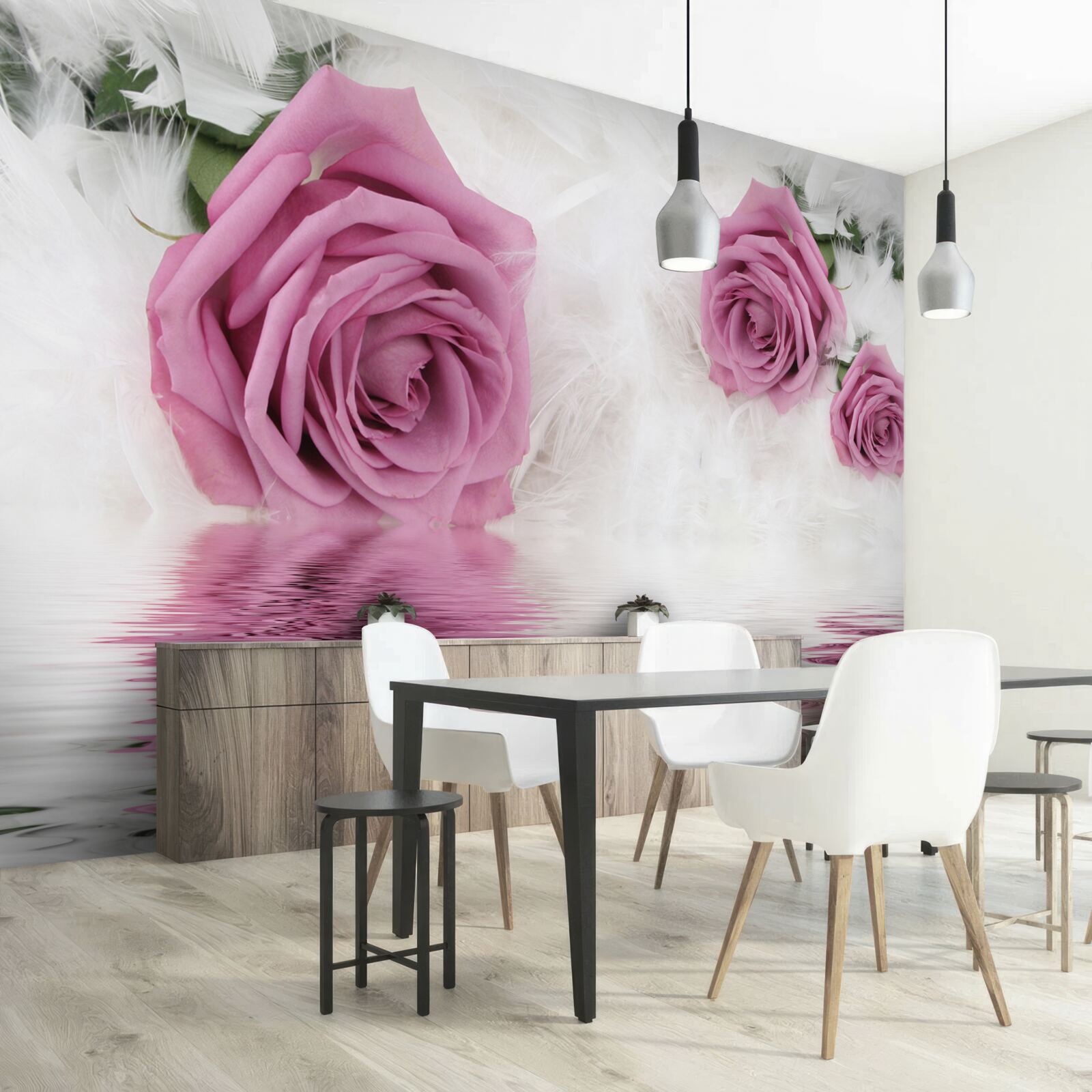 Fototapet trandafiri lila în element lichid