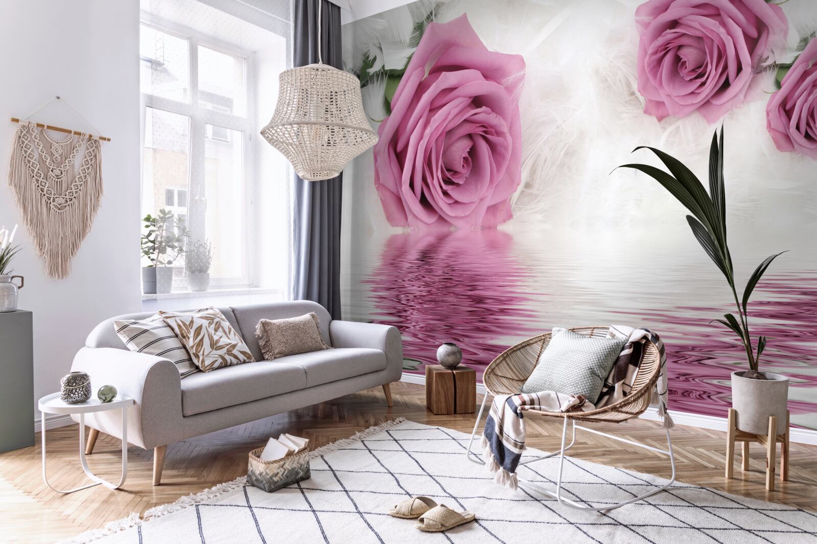 Fototapet trandafiri lila în element lichid