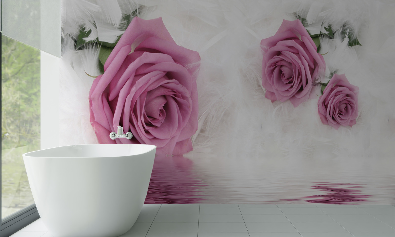 Fototapet trandafiri lila în element lichid