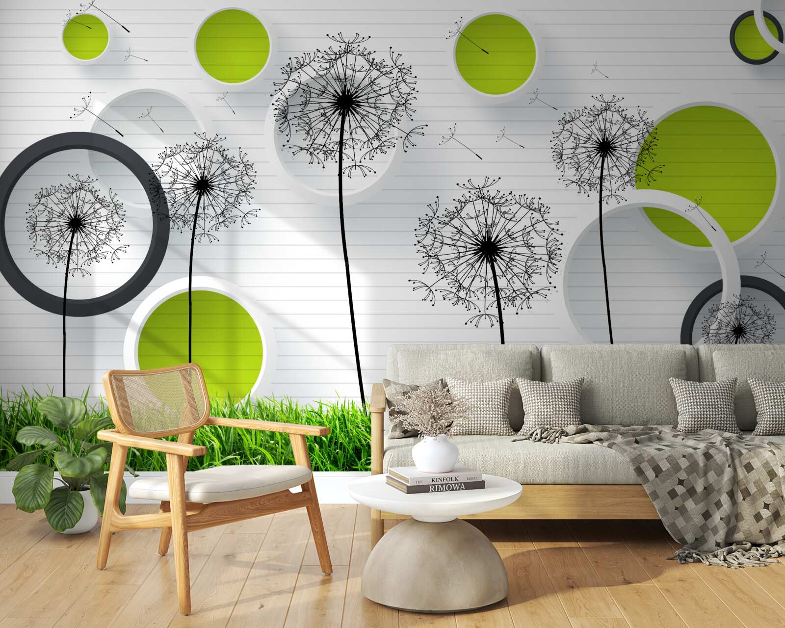 Fototapet o pășune presărată cu lăptișor de matcă