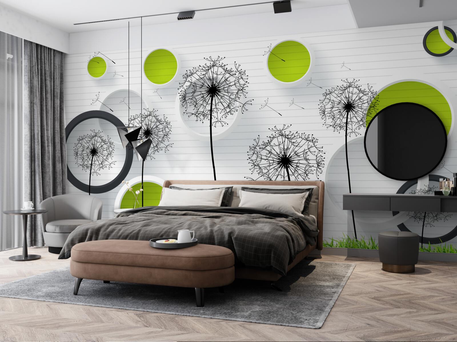 Fototapet o pășune presărată cu lăptișor de matcă