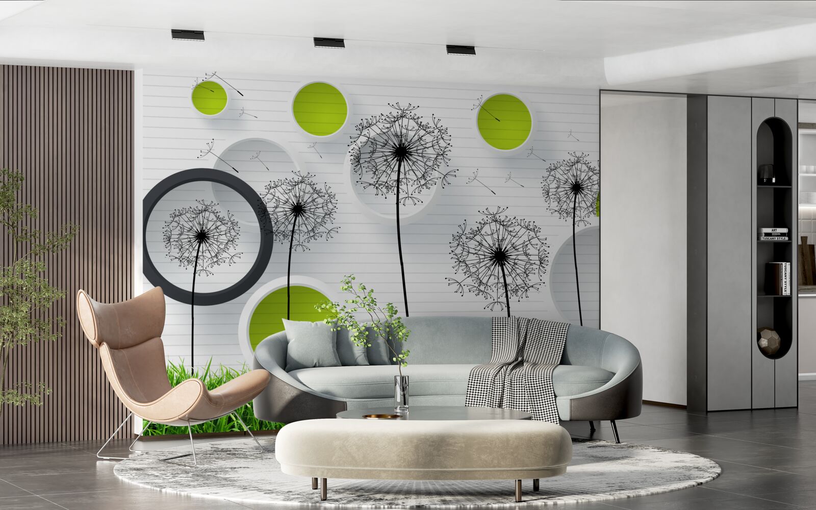 Fototapet o pășune presărată cu lăptișor de matcă