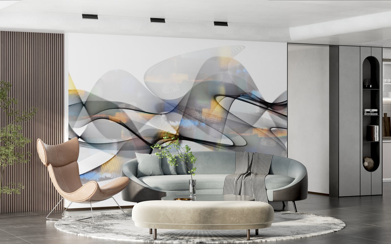 Fototapet structură de fum cu elemente de aur