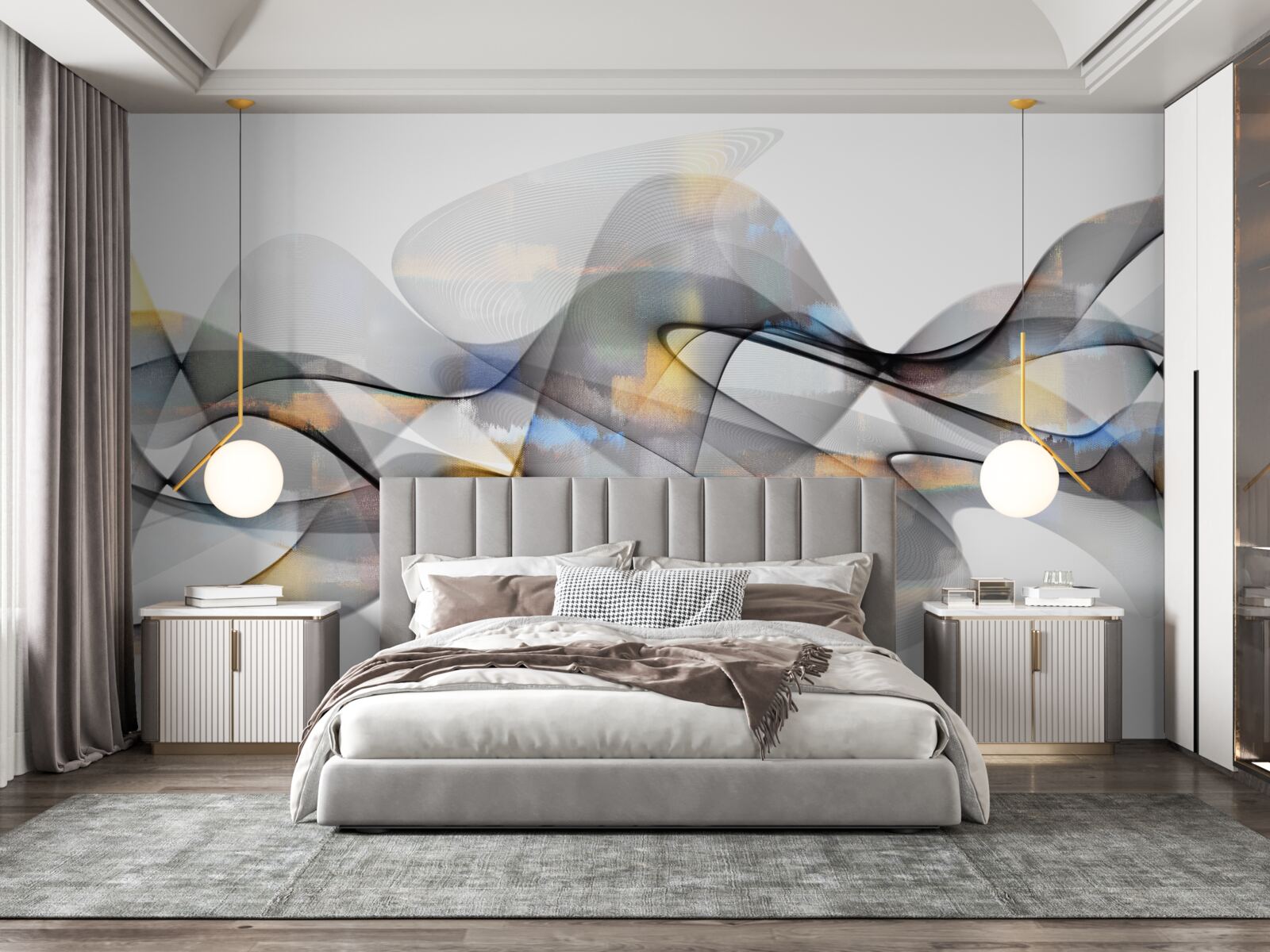 Fototapet structură de fum cu elemente de aur