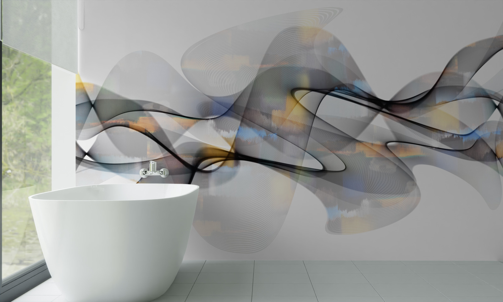 Fototapet structură de fum cu elemente de aur