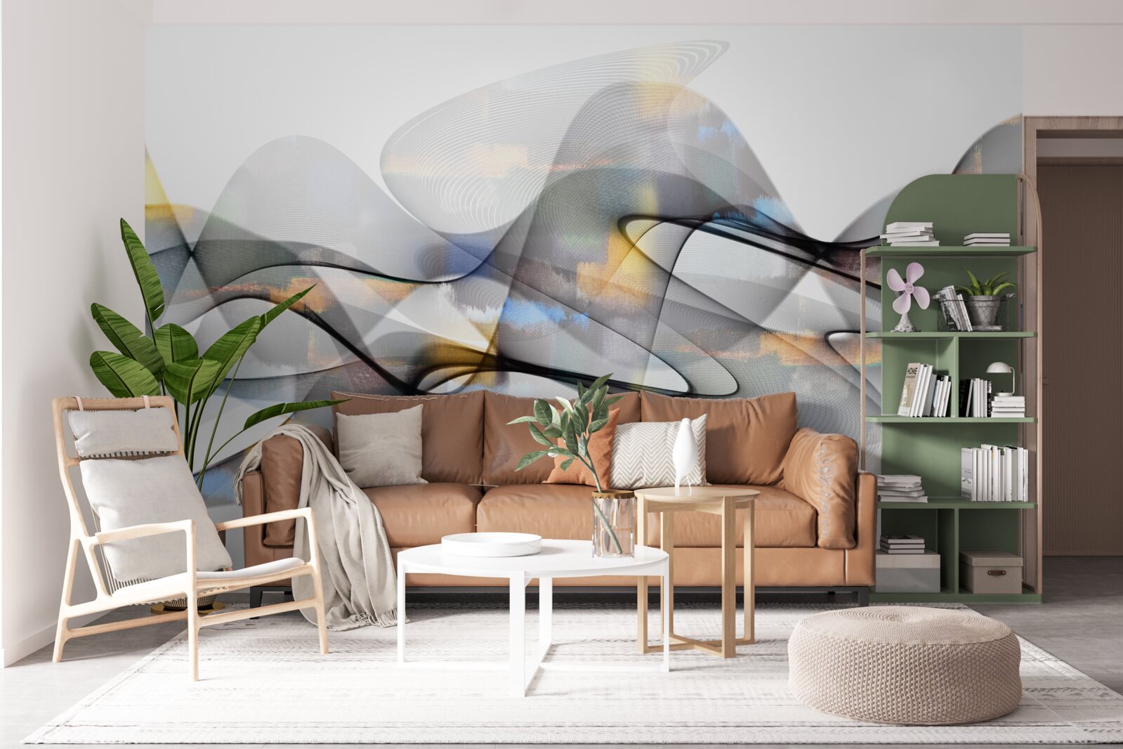 Fototapet structură de fum cu elemente de aur