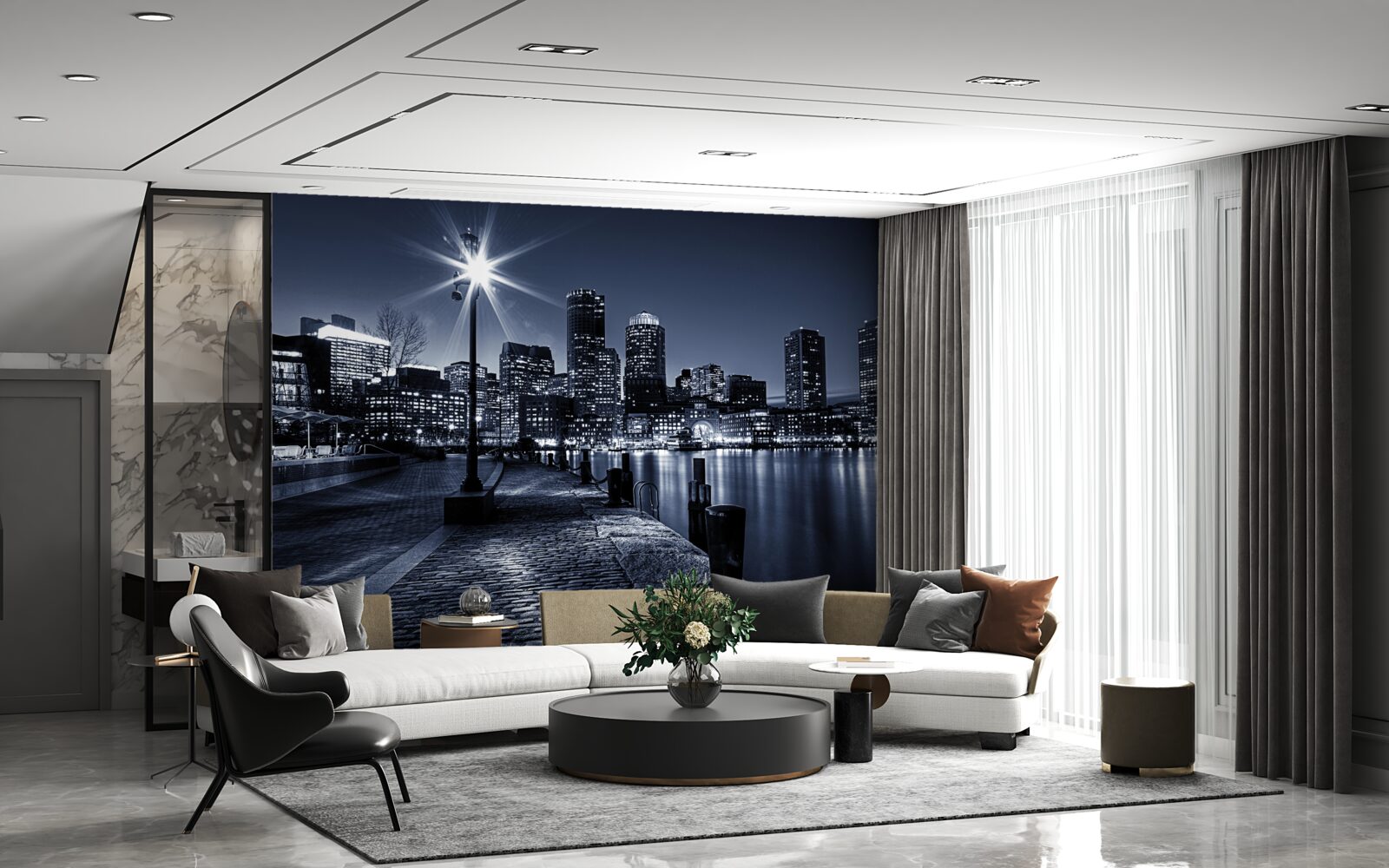 Fototapet faleza orașului este pustie