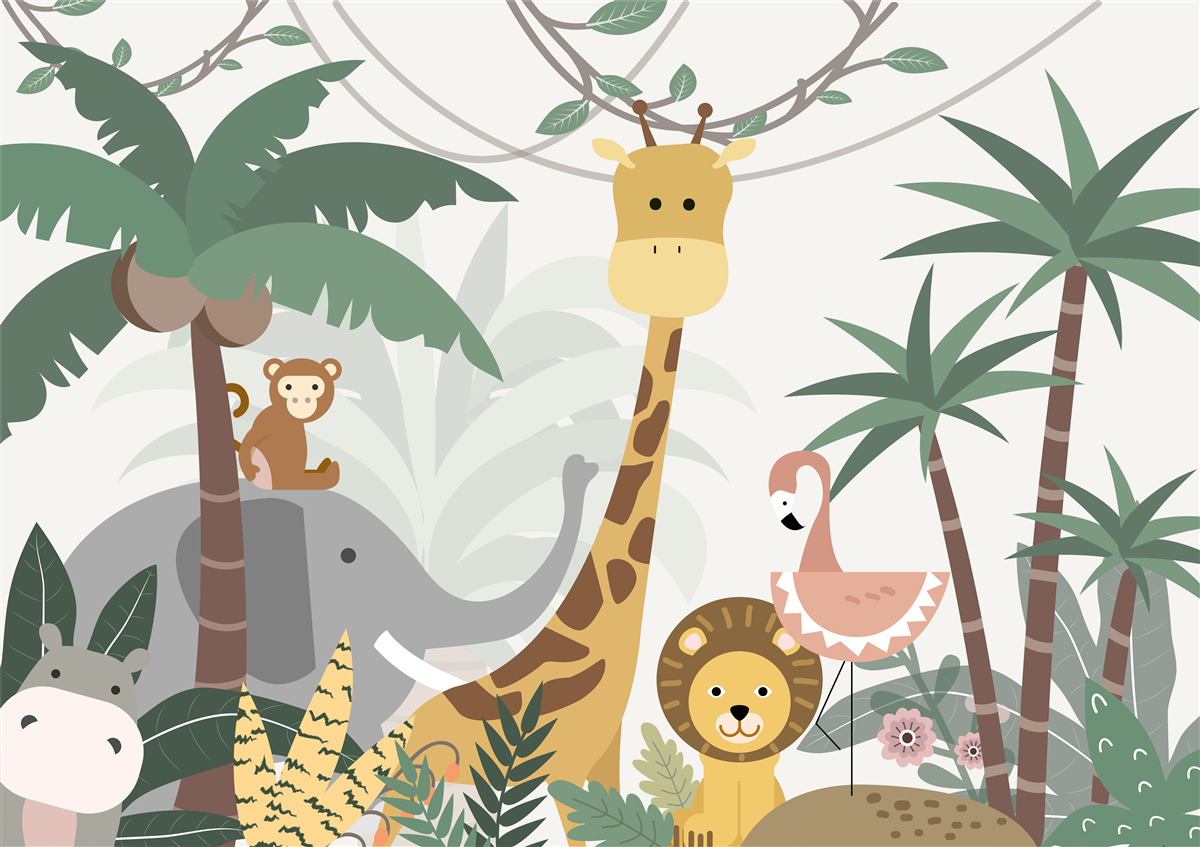 Fototapet călătorie animată cu animale sălbatice