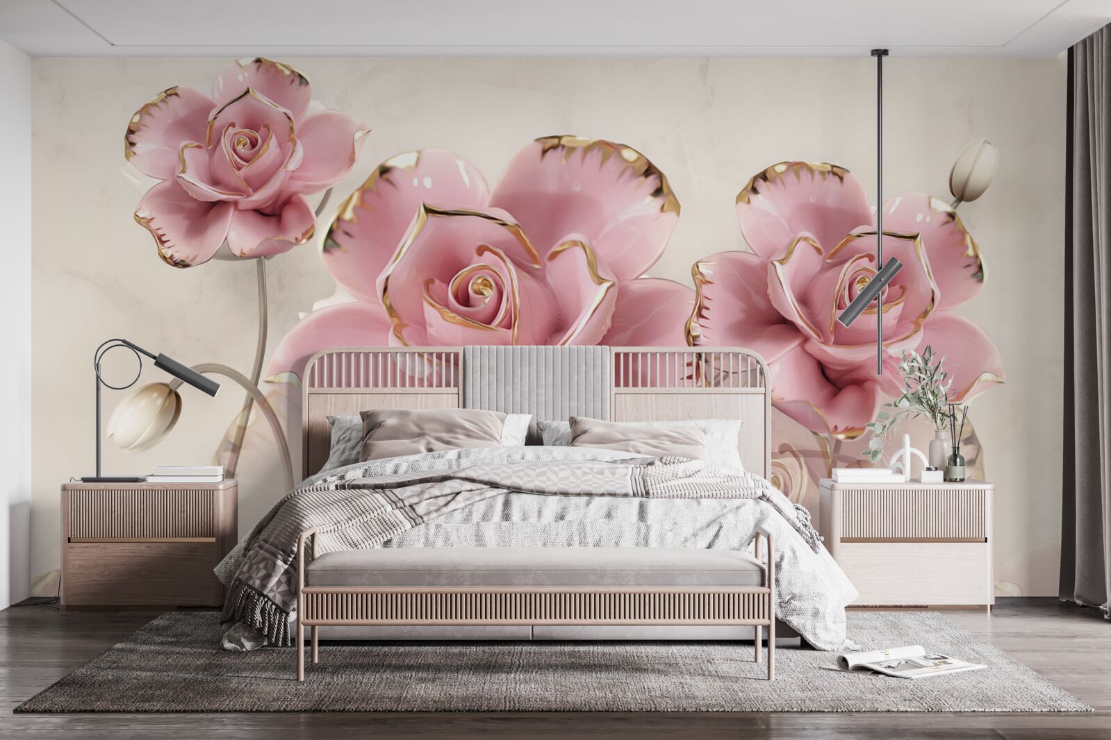 Fototapet trandafir roz elegant cu obraji delicați