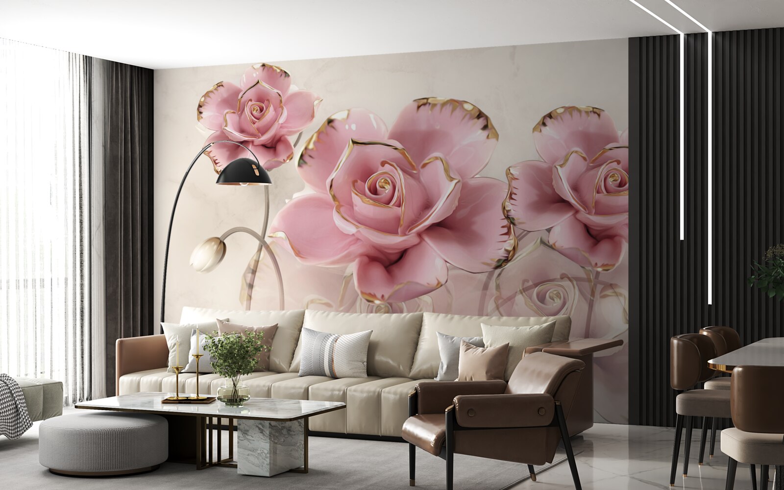 Fototapet trandafir roz elegant cu obraji delicați