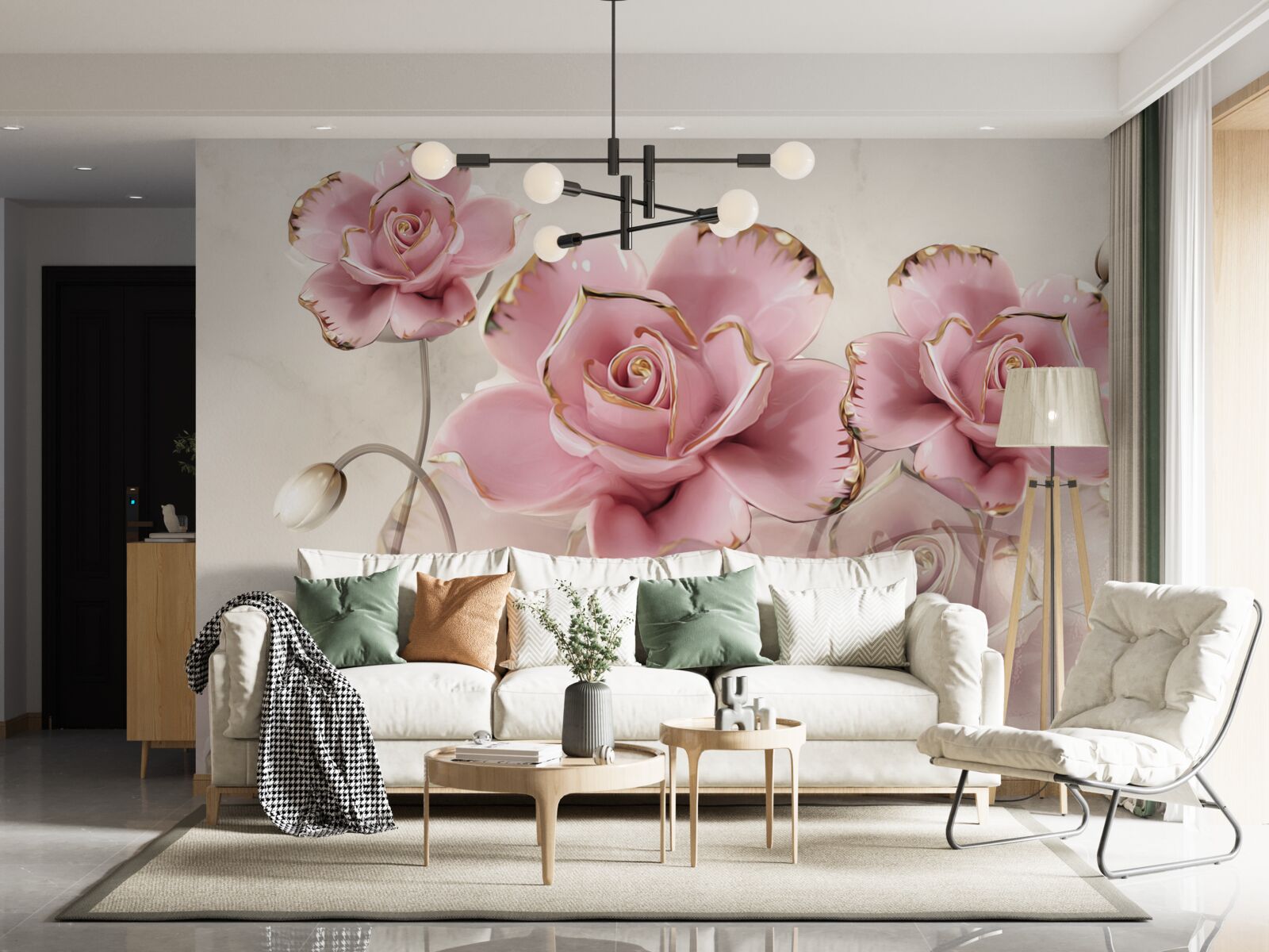 Fototapet trandafir roz elegant cu obraji delicați