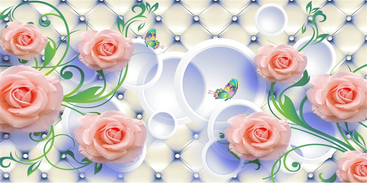 Fototapet mugurii de trandafir de ceai înfloresc pe ramuri