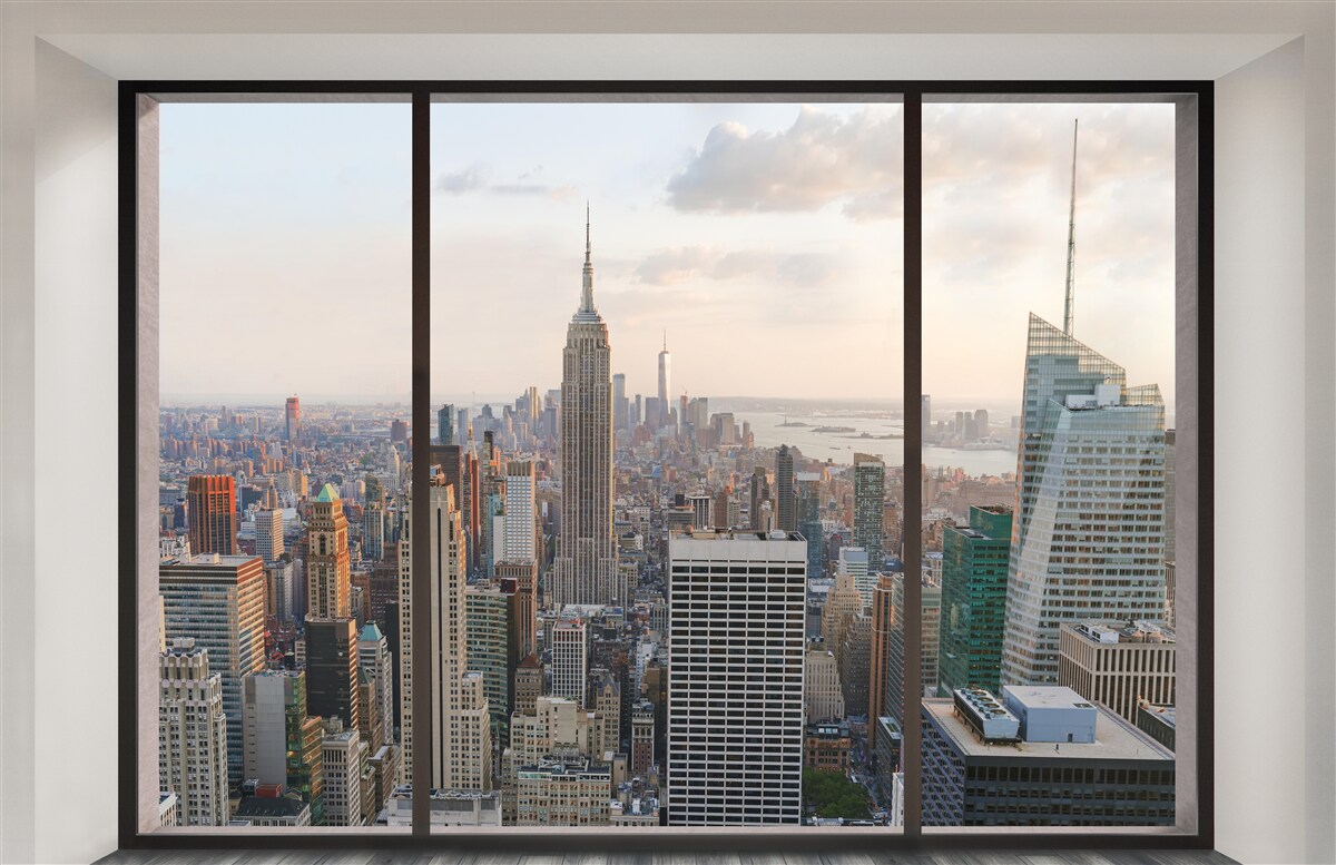 Fototapet panorama din centrul orașului new york de la fereastră