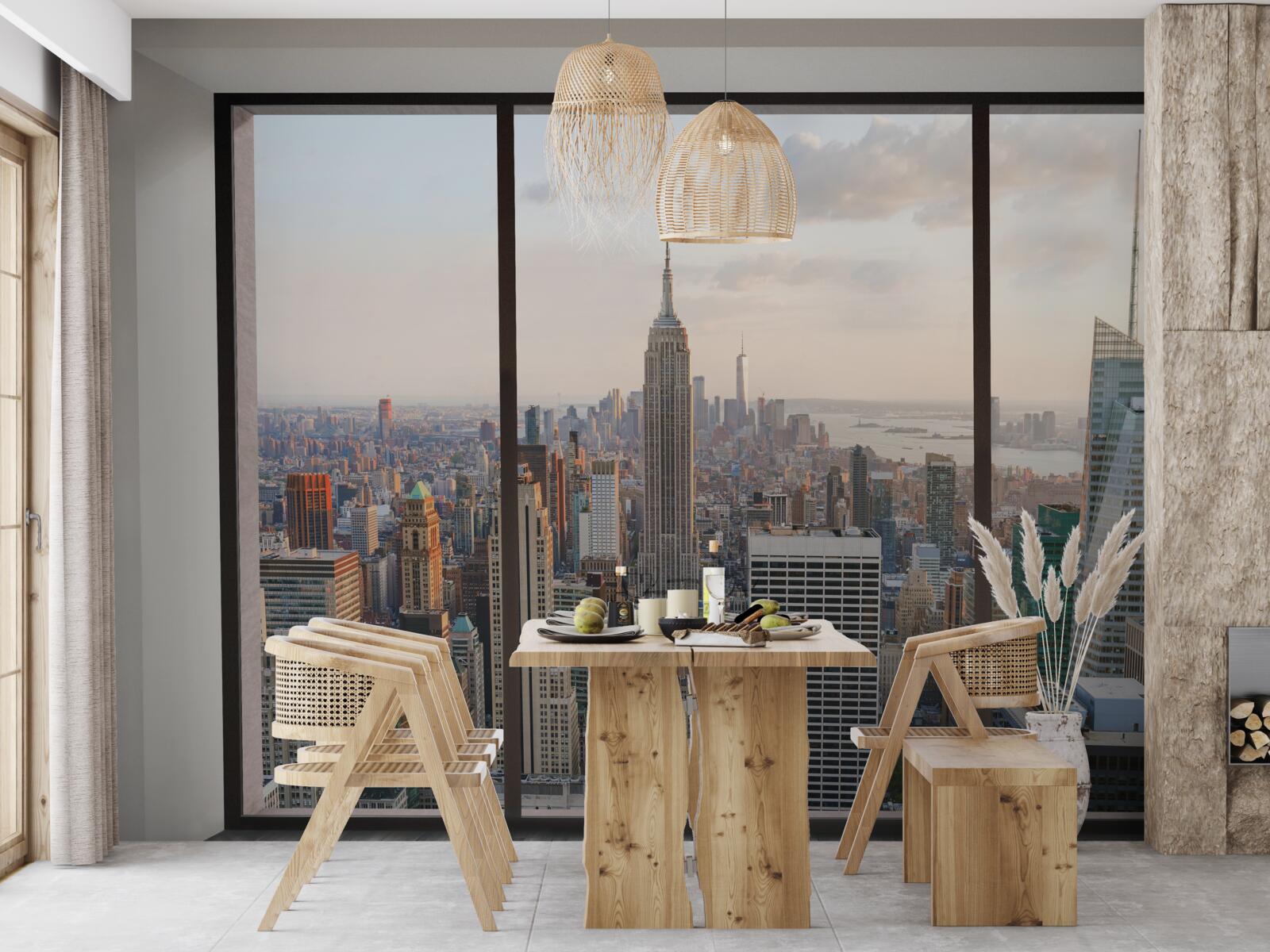 Fototapet panorama din centrul orașului new york de la fereastră