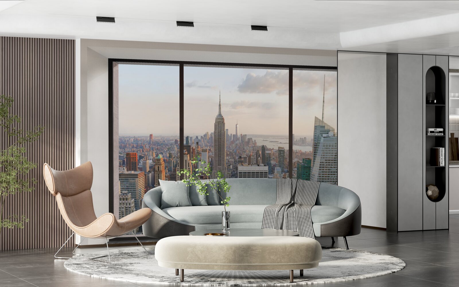 Fototapet panorama din centrul orașului new york de la fereastră